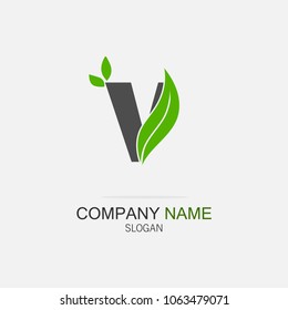 Letter V logo with leaf element


