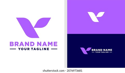 LETTER V LOGO LEAF SHAPE BEUATIFUL EDITABLE