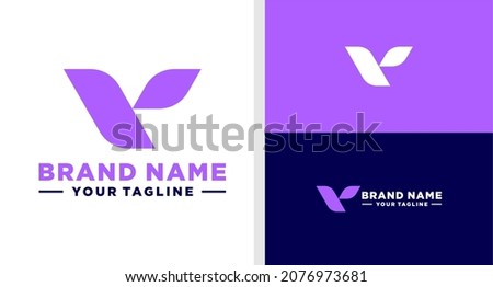 LETTER V LOGO LEAF SHAPE BEUATIFUL EDITABLE