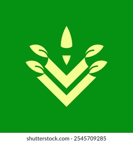 Letra V Logo - V Leaf Logo para su empresa. Letra en V con logo de la hoja, logotipo orgánico, Ilustración vectorial. Estilo de hoja verde o diseño de Plantilla de símbolos.