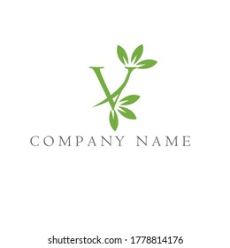 the letter V logo and the leaves