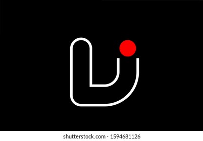 letter v logo line black background alphabet design icon for business with red dot. Suitable for a company logotype