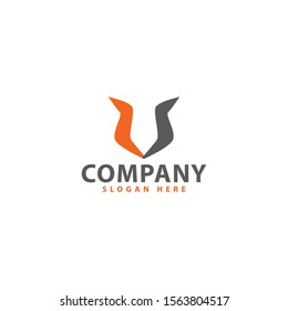 letter V logo with a luxurious V shape and rabbit-like when given eyes and the combination of colors makes this design. unique, modern, simple, elegant.