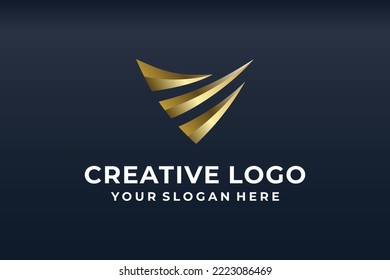 letter V logo luxury gold color logo for business and others