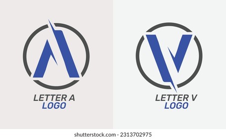 letter a and letter v letter logo marks as brand identity vector