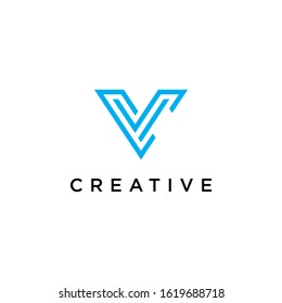 Letter V Logo. minimalist Unique modern geometric creative elegant. Vector icon