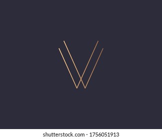 Letter V logo monogram, minimal style identity initial logo mark. Golden gradient parallel lines vector emblem logotype for business cards initials invitations ect.