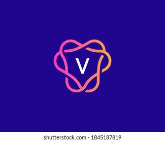 Monograma del logotipo de la letra V, logotipo inicial de identidad de estilo mínimo. Coloridas líneas de gradiente creativas de líneas de vector logotipo emblema.
