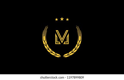LETTER V LOGO WITH NEGATIVE SPACE EFFECT IN WREATH FOR ILLUSTRATION OR LOGO DESIGN USE