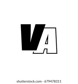 letter V and A logo overlapping black negative