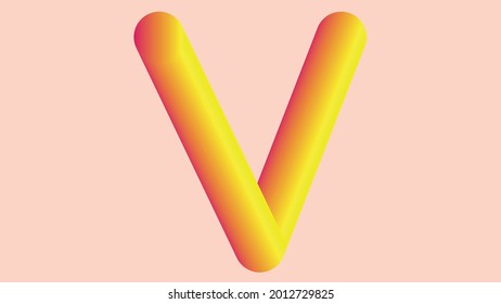 Letter v logo  pink and yellow  with pink background. colorful modern abstract letter v
