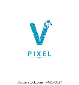 Letter V  Logo, pixel Logo