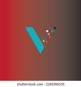 Das Logo des Buchstaben V mit rotem schwarzem Hintergrund ist für Geschäfts-, Geschäfts- und Industriemarken geeignet