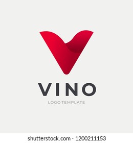 Letter V logo. Red wine liquid letter logo. 