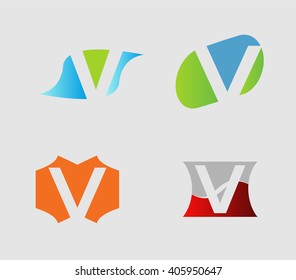 Letter V logo set
