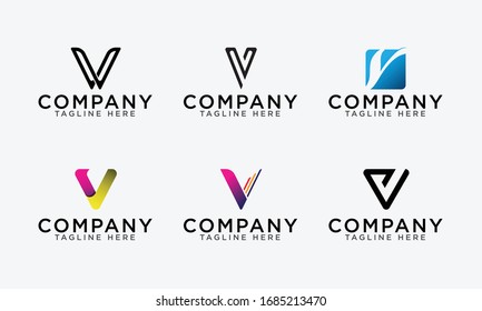 Logo-Set des Buchstaben V abstrakter Vektorillustration Buchstabe V Zeichensatz-Vorlage