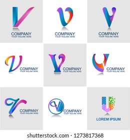Letter V logo set, design logo template can be used for several purposes like business card, web icon, print templates, creative apps illustration and corporate identity