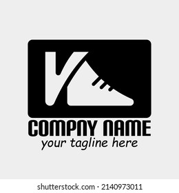 Letter V Logo And Shoe Shape. Suitable For Logos Of Various Types Of Companies, Especially Those Engaged In Fashion And Sports.