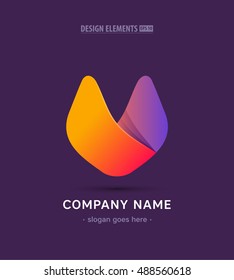 Letter V logo sign. Material design and iOS app icon. Fashion glossy sign for corporate identity