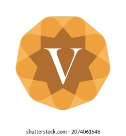 The letter V logo with a star frame with a simple but elegant design