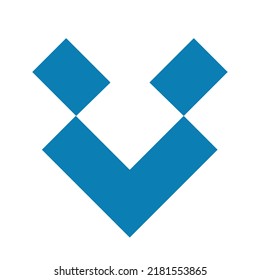 plantilla de logotipo de letra V en color azul. Plantilla de diseño de logotipo de vectores con estilo de la cara de zorro abstracto