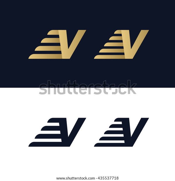 Letter V logo\
template. Fast speed stripe design element vector illustration.\
Corporate branding\
identity