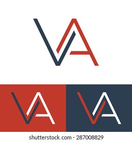 Letter V and A logo template. Monogram. Three color schemes