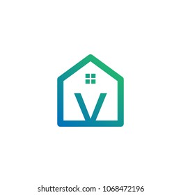 letter V logo template for real estate
