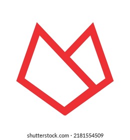 Buchstabe V Logo Vorlage in roter Farbe. Design-Vorlage für abstrakte Fox-Motive im Stil eines Bandes Business Company Stock-Vektorgrafik-Logo