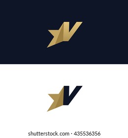 Letter V logo template with Star design element. Vector illustration. Corporate branding identity