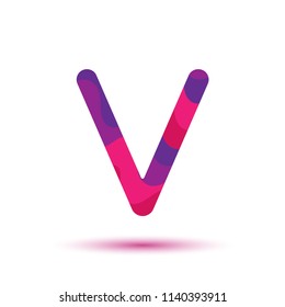 Letter V logo template. Vector paper-cut alphabet. 