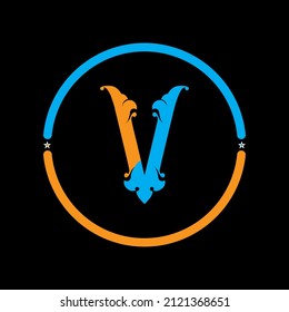 Letter V Logo Template Vector Design. black background. v circle logo design vector.