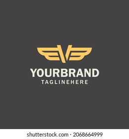 Letter V logo template. Wings design element vector illustration. Corporate branding identity