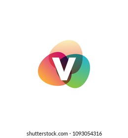 letter v logo templte retro color