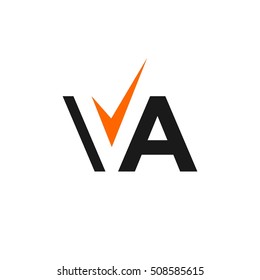 letter V and A logo vector. check mark logo