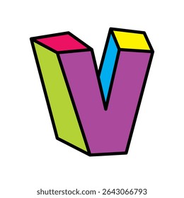 letter V logo vector colorful playful isolated on white background