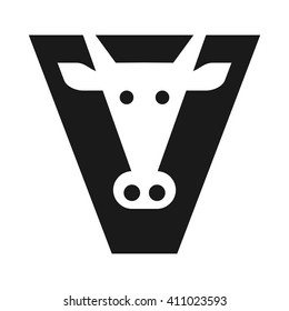 letter V logo vector. cow logo vector.