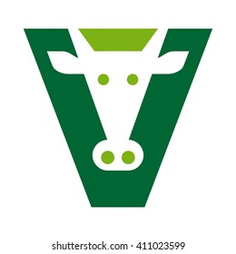 letter V logo vector. cow logo vector.