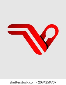 Diseño vectorial del logotipo de la carta V para la empresa de entrega de alimentos.
