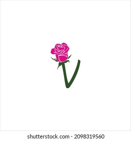 plantilla de flor vectorial de logotipo de letra v