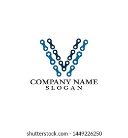 Letter V logo, vector illustration of modern icon bike chains
