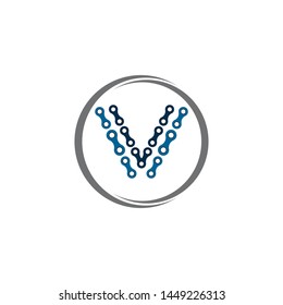 Letter V logo, vector illustration of modern icon bike chains