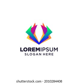 Letter V logo vector illustration, Design inspiration. Colorful icons