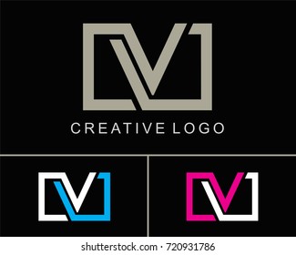 Letter V Logo Vector with square