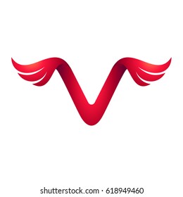 Letter V Logo With Wing