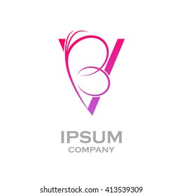 Letter V logo,Butterfly, beauty and fashion logo