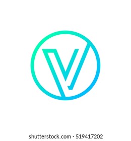 Letter V logo,Circle shape symbol,Digital,Technology,Media