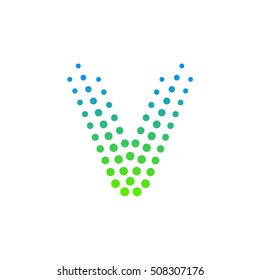 Letter V Logo.Dots Logo,dotted Shape Logotype Vector Design