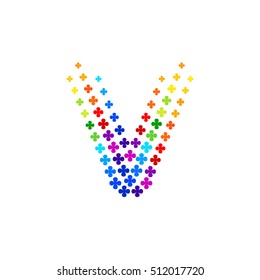 Letter V logo,Flower Colorful, beauty and fashion logo