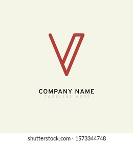 Letter V logotype Monoline style, simple and elegant V logo, Retro theme - Vector